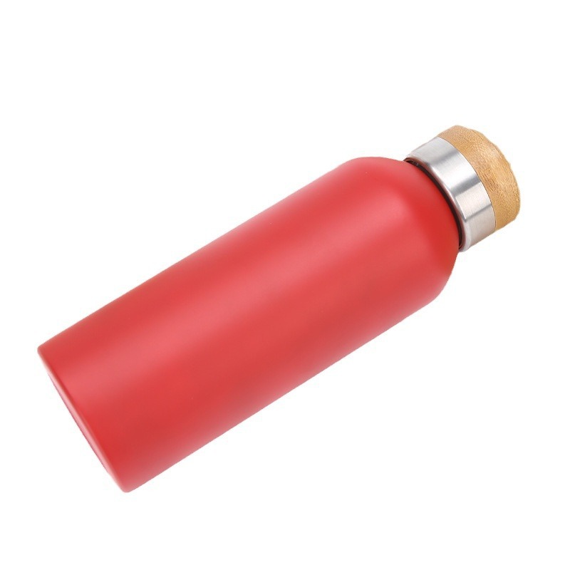 BORGE Customized Small Mouth Double Wall 304 Stainless Steel Running Sport Water Bottle Thermos With Bamboo Lid