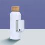 BORGE Customized Small Mouth Double Wall 304 Stainless Steel Running Sport Water Bottle Thermos With Bamboo Lid