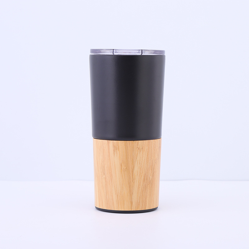 Wholesale 304 Stainless Steel Double-Layer Vacuum Car Cup 20oz Bamboo Shell Insulated Beverage Tumbler Creative color Splicing