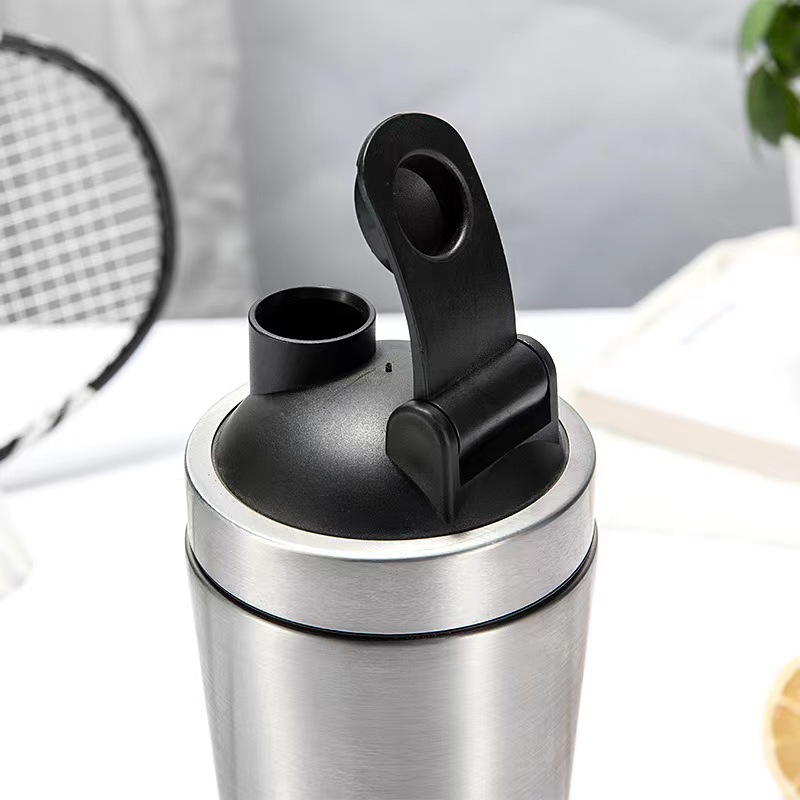 BORGE Custom 600+200ml Single Wall Home Exercise Stainless Stainless Steel Shaker Water Bottle