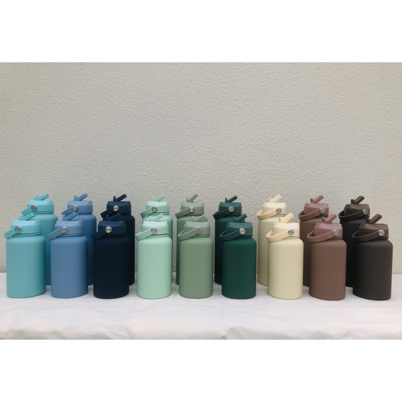 New 1L Large Capacity Double Stainless Steel Sports Water Mug Portable Handle American Large Mouth Design Vacuum Flask Thermos