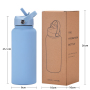 New 1L Large Capacity Double Stainless Steel Sports Water Mug Portable Handle American Large Mouth Design Vacuum Flask Thermos