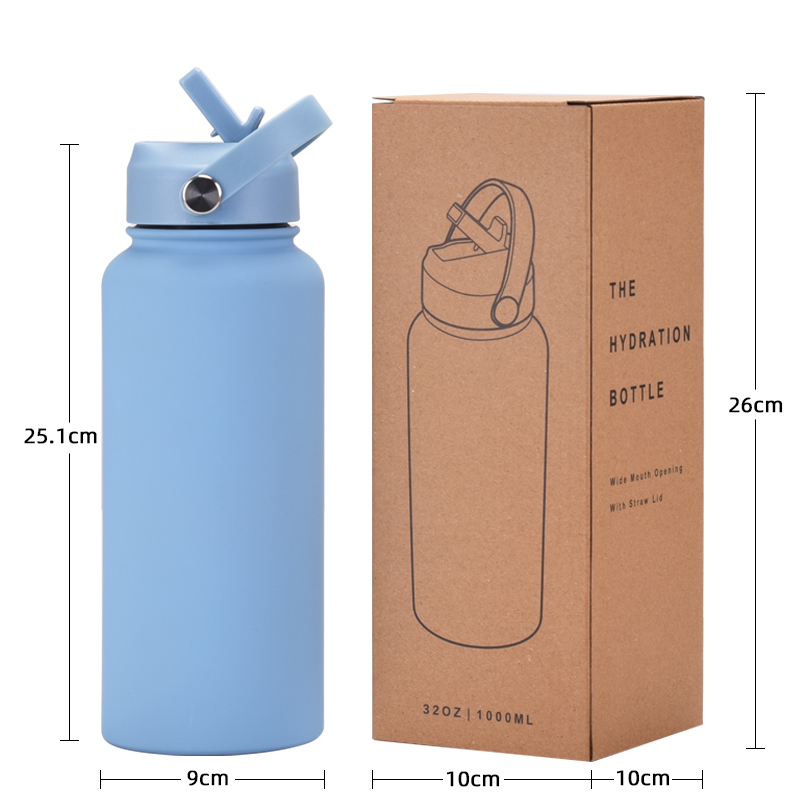 New 1L Large Capacity Double Stainless Steel Sports Water Mug Portable Handle American Large Mouth Design Vacuum Flask Thermos
