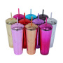Wholesale Bulk 750ml Plastic Cold Skinny Kaleidoscope Shaped Cups Double Walled Straw Tumblr Cup With Lids and Straws