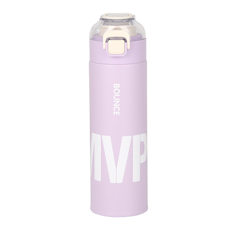 Custom Logo 500ml Stainless Steel Double-Drink Vacuum Thermos Portable Student Sports Water Bottle