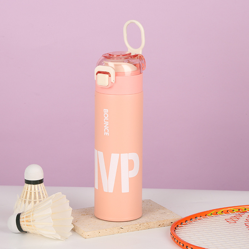 Custom Logo 500ml Stainless Steel Double-Drink Vacuum Thermos Portable Student Sports Water Bottle