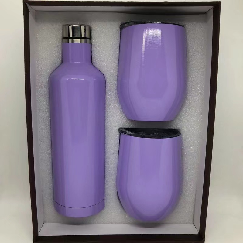 BORGE Wholesale 3PCS/Set 304 Stainless Steel Wine Bottle 500ml and 350ml Insulated Wine Tumblers Vacuum Flask Gift Set