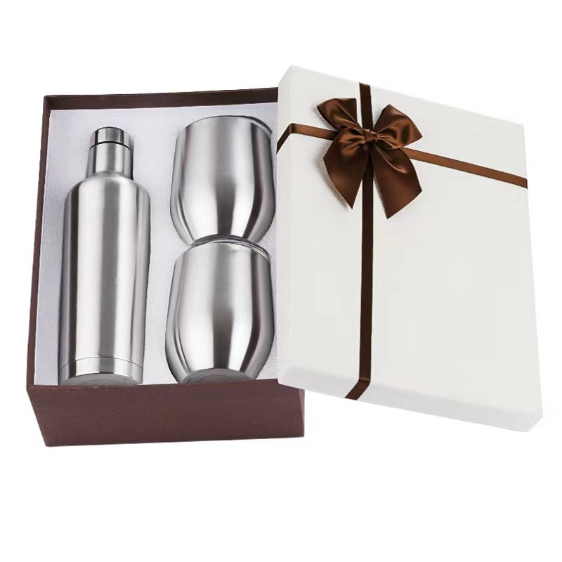 BORGE Wholesale 3PCS/Set 304 Stainless Steel Wine Bottle 500ml and 350ml Insulated Wine Tumblers Vacuum Flask Gift Set