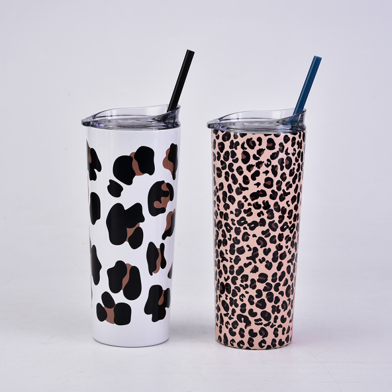 High Quality Custom 601-700ml Leopard Pattern Stainless Steel Vacuum Insulated Double Wall Cup Vacuum Insulated Tumbler