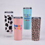 High Quality Custom 601-700ml Leopard Pattern Stainless Steel Vacuum Insulated Double Wall Cup Vacuum Insulated Tumbler