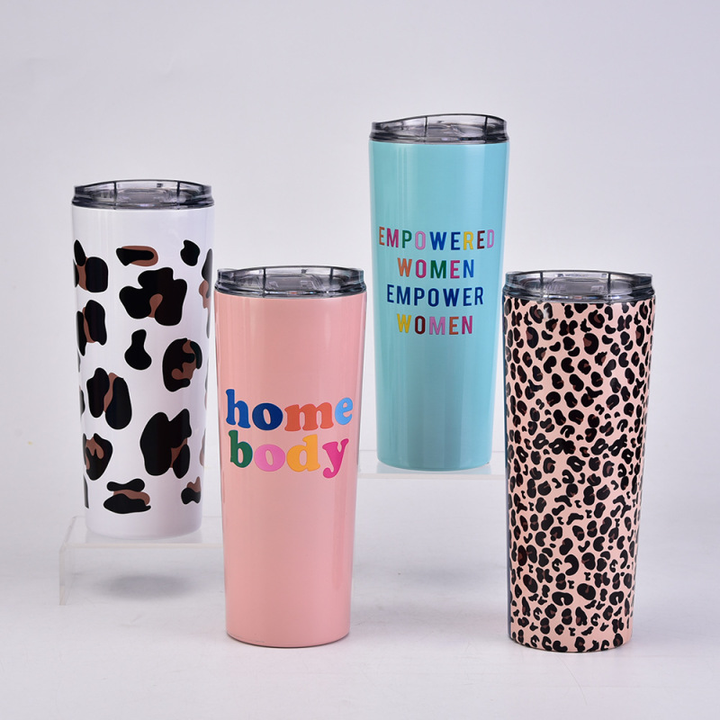 High Quality Custom 601-700ml Leopard Pattern Stainless Steel Vacuum Insulated Double Wall Cup Vacuum Insulated Tumbler