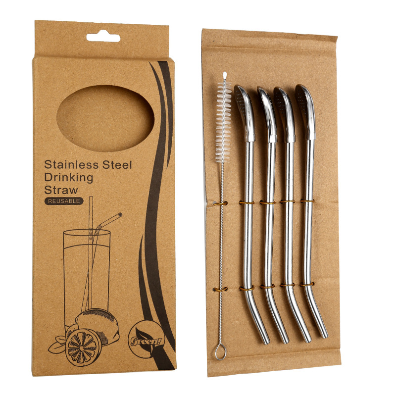 BORGE Stainless Steel Tea Straw Bombilla Mixing Spoon Yerba Mate Drinking Straws With Filter Spoon for Loose Tea