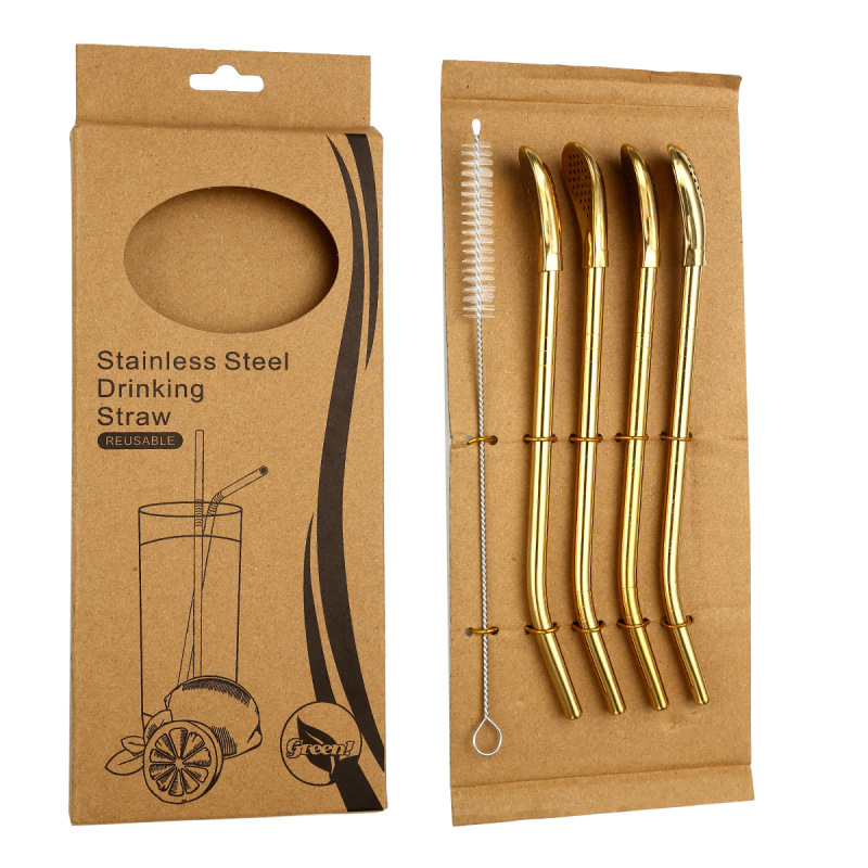 BORGE Stainless Steel Tea Straw Bombilla Mixing Spoon Yerba Mate Drinking Straws With Filter Spoon for Loose Tea