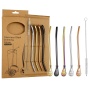 BORGE Stainless Steel Tea Straw Bombilla Mixing Spoon Yerba Mate Drinking Straws With Filter Spoon for Loose Tea
