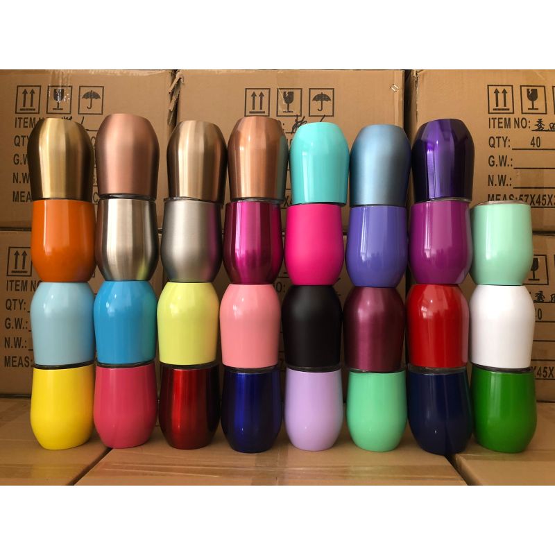 Wholesale Double Wall 304 Stainless Steel Vacuum Insulated Egg Mug Coffee Thermos With Lid Travel Wine Tumbler