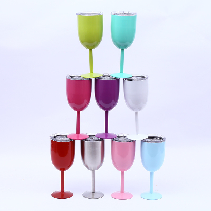 Hot Sale China Supplier 10oz Stainless Steel Wine Mug Metal Drinking Cup Stemmed Goblet Red Wine Glass