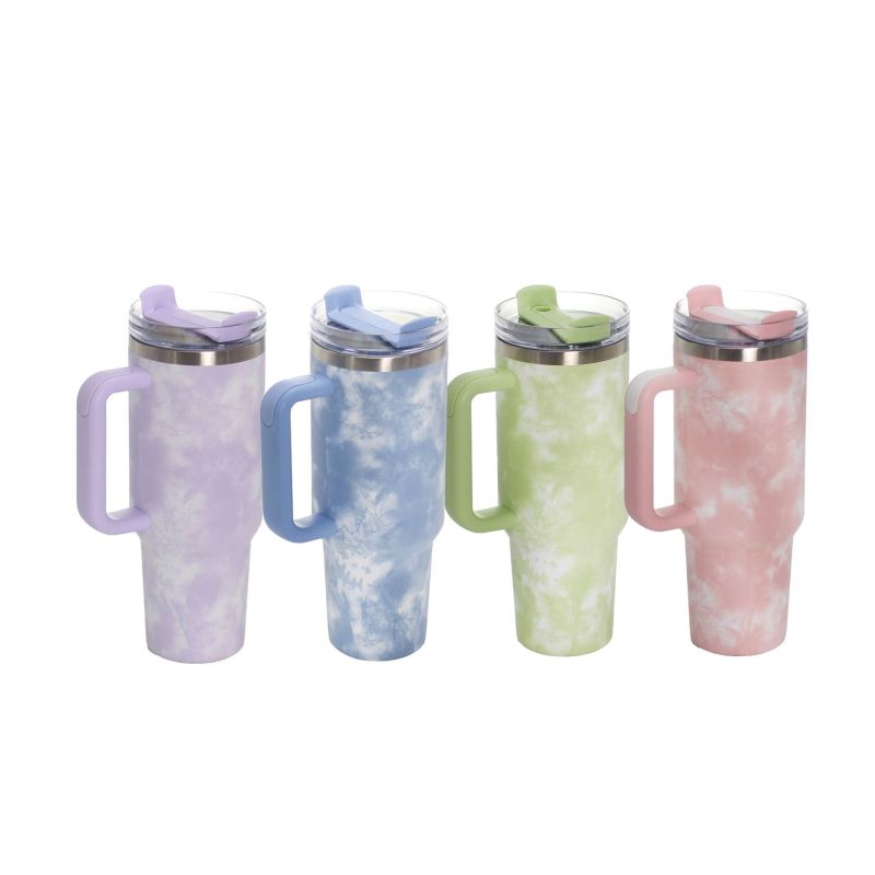New Designed 1200ml Double Wall Stainless Steel Car Coffee Mug Insulated Tumbler With Straw and Lid
