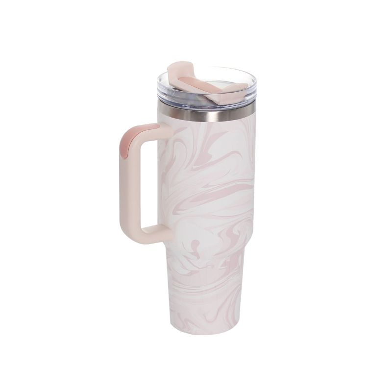 New Designed 1200ml Double Wall Stainless Steel Car Coffee Mug Insulated Tumbler With Straw and Lid