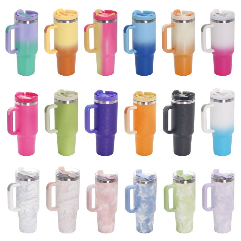 New Designed 1200ml Double Wall Stainless Steel Car Coffee Mug Insulated Tumbler With Straw and Lid