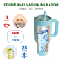 Customized Custom Logo 40oz Stainless Steel Beer Coffee Tumbler Cup Mug Cup 40 oz Handle Tumbler With Straw and Lid