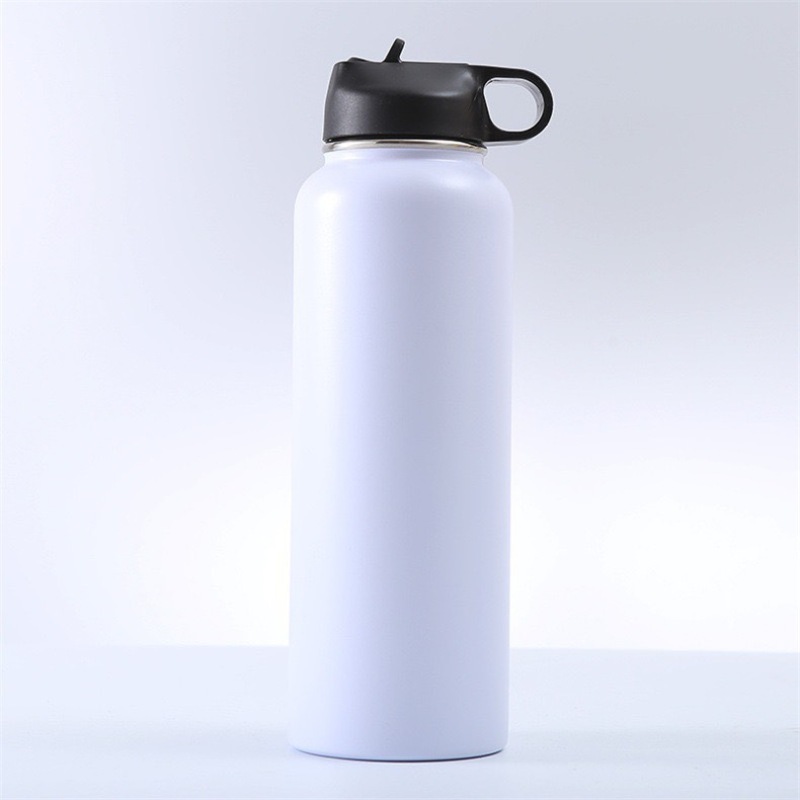 High Quality Stainless Steel Double Wall Insulated Vacuum Water Bottle With Straw and Silicone Handle Large Capacity 1000ML