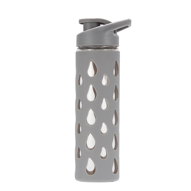 Wholesale High Borosilicate Glass Bottle Drinkware Travel Camping Kettle Portable Sports Glass Water Bottle With Silicone Sleeve