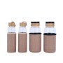 Customized Large Capacity High Borosilicate Single Wall Glass Water Bottle with Bamboo Lid for Outdoor Use