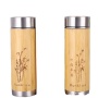 BORGE Manufacturer Custom Wood Grain Water Cup Double Wall Insulated Thermo Stainless Steel Bamboo Water Bottle Tumbler