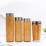 BORGE Manufacturer Custom Wood Grain Water Cup Double Wall Insulated Thermo Stainless Steel Bamboo Water Bottle Tumbler
