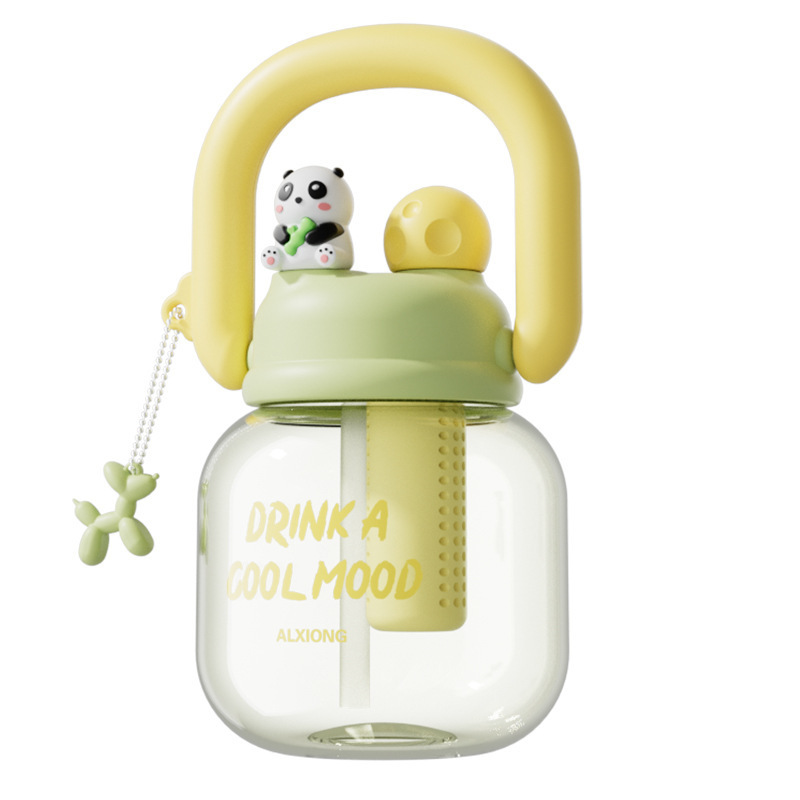 Customized Large Capacity Kids School Plastic Water Bottle Leakproof Double Mouth Cup 800ml Cute Bottle With Straw Strap