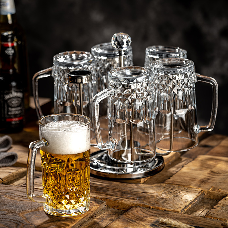 Classic 520ML Custom Logo Drinking Sublimation Beer Glass Cup Drinking Glasses With Handle