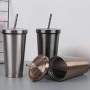 Wholesale 17oz Double Wall 304 Stainless Steel Vacuum Insulated Tumblr Cup Thermal Cups Coffee Mugs with Straw Iced Cup