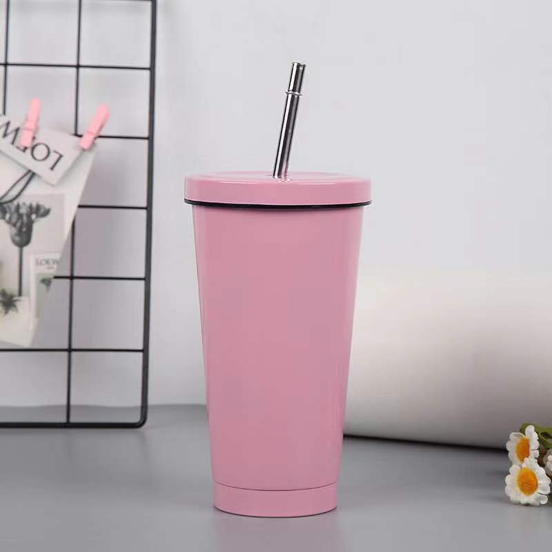 Wholesale 17oz Double Wall 304 Stainless Steel Vacuum Insulated Tumblr Cup Thermal Cups Coffee Mugs with Straw Iced Cup