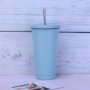 Wholesale 17oz Double Wall 304 Stainless Steel Vacuum Insulated Tumblr Cup Thermal Cups Coffee Mugs with Straw Iced Cup