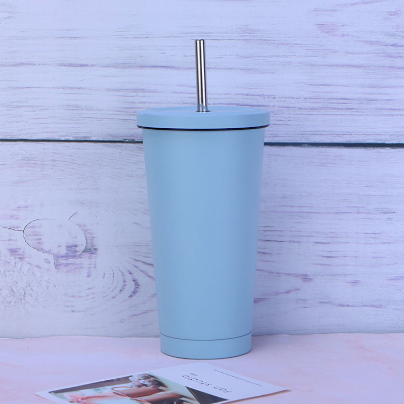 Wholesale 17oz Double Wall 304 Stainless Steel Vacuum Insulated Tumblr Cup Thermal Cups Coffee Mugs with Straw Iced Cup