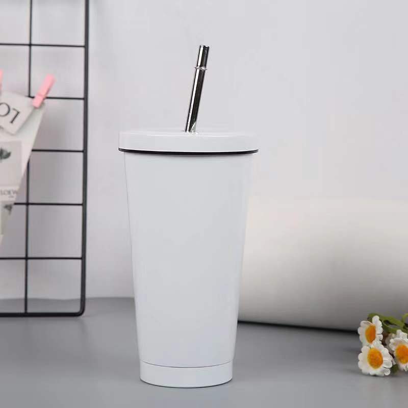 Wholesale 17oz Double Wall 304 Stainless Steel Vacuum Insulated Tumblr Cup Thermal Cups Coffee Mugs with Straw Iced Cup
