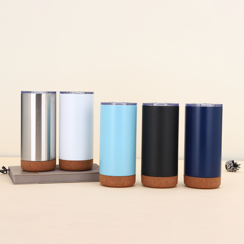 BORGE Customized Powder Coated Travel Mug 500ml Stainless Steel Insulated Coffee Tumbler With Cork Bottom