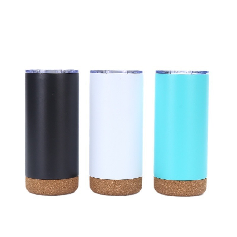 BORGE Customized Powder Coated Travel Mug 500ml Stainless Steel Insulated Coffee Tumbler With Cork Bottom
