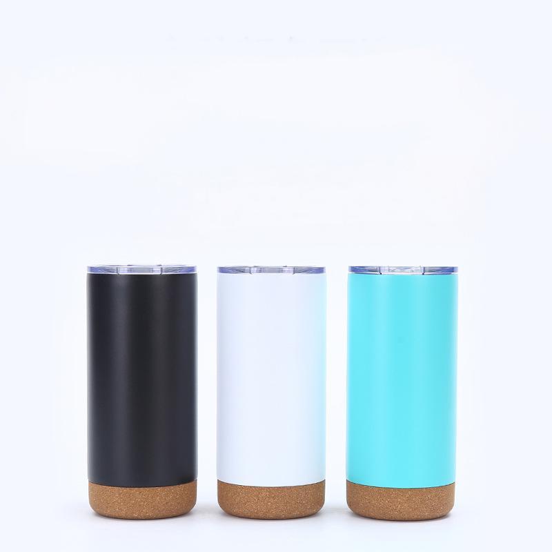BORGE Customized Powder Coated Travel Mug 500ml Stainless Steel Insulated Coffee Tumbler With Cork Bottom