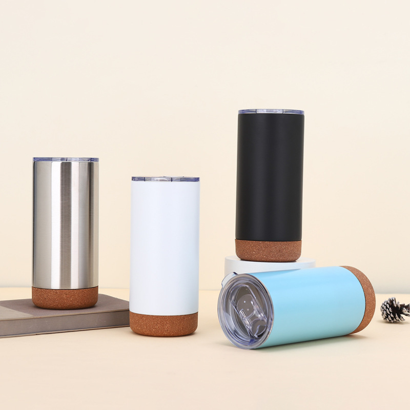BORGE Customized Powder Coated Travel Mug 500ml Stainless Steel Insulated Coffee Tumbler With Cork Bottom