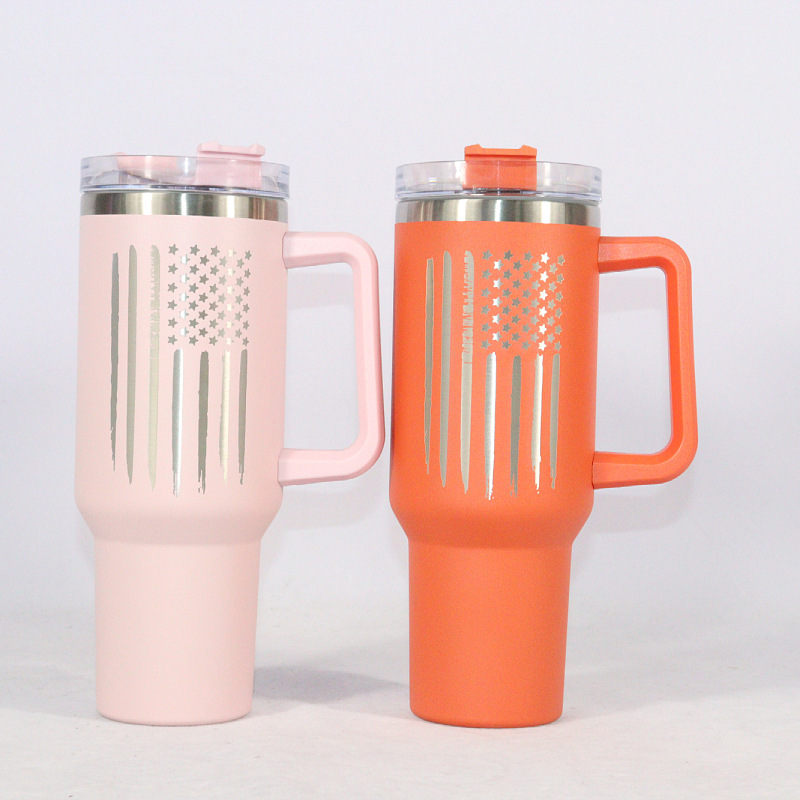 BORGE Leakproof 40oz Stainless Steel Vacuum Insulated Transfer Coating Tumbler with Handle