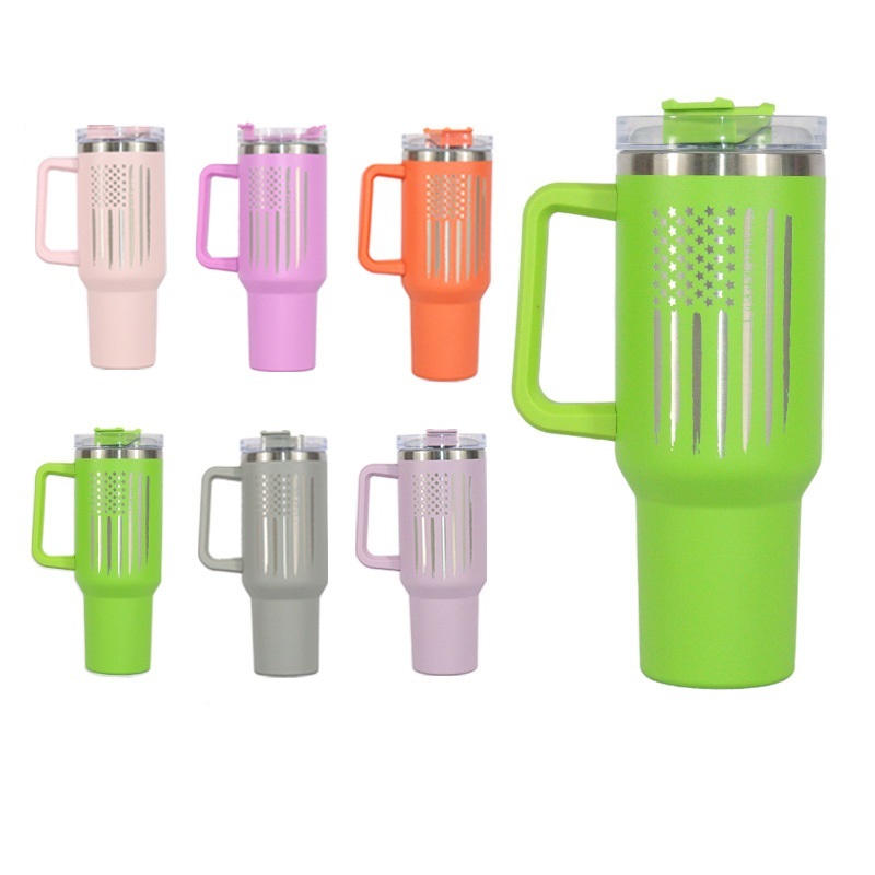 BORGE Leakproof 40oz Stainless Steel Vacuum Insulated Transfer Coating Tumbler with Handle