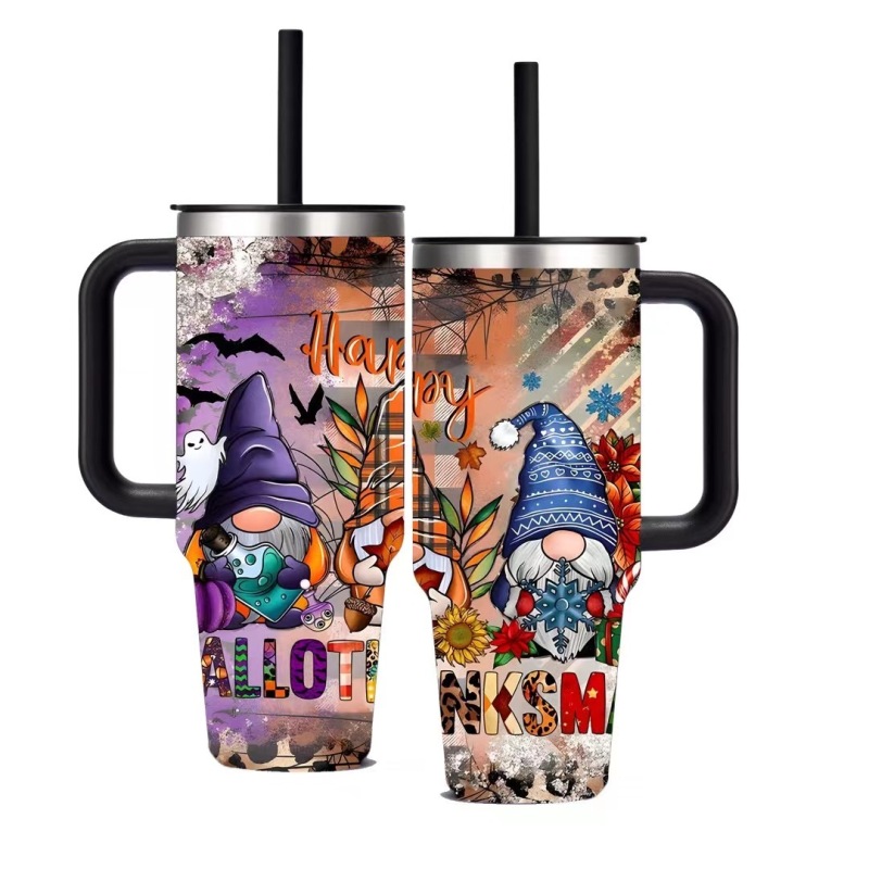 BORGE Xmas 40oz Stainless Steel Vacuum Insulated Coffee Beer Mug Christmas Tumblers With Handle
