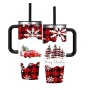 BORGE Xmas 40oz Stainless Steel Vacuum Insulated Coffee Beer Mug Christmas Tumblers With Handle