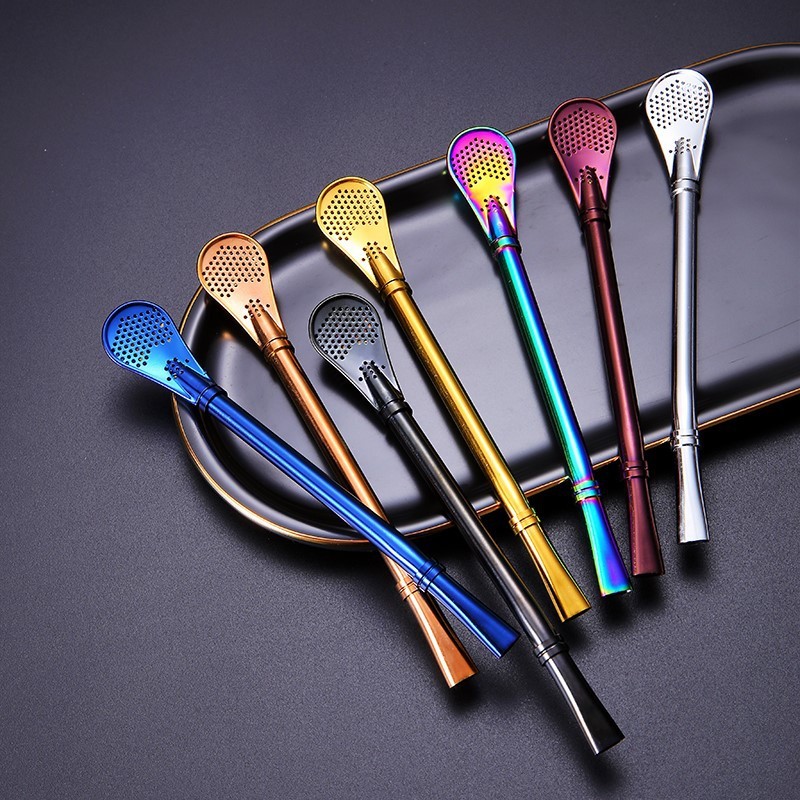 BORGE Wholesale Yerba Mate Bombilla 304 Stainless Steel Food Grade Straw Tea Mate Spoon Straw with Filter for Bar