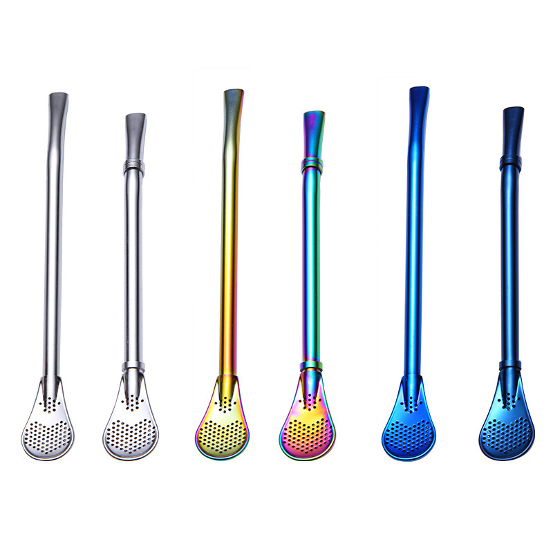 BORGE Wholesale Yerba Mate Bombilla 304 Stainless Steel Food Grade Straw Tea Mate Spoon Straw with Filter for Bar