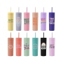 BORGE Hot Selling BPA FREE Acrylic Plastic Cups with Lid and Straw Matte Colored Double Wall Skinny Tumblr Cup