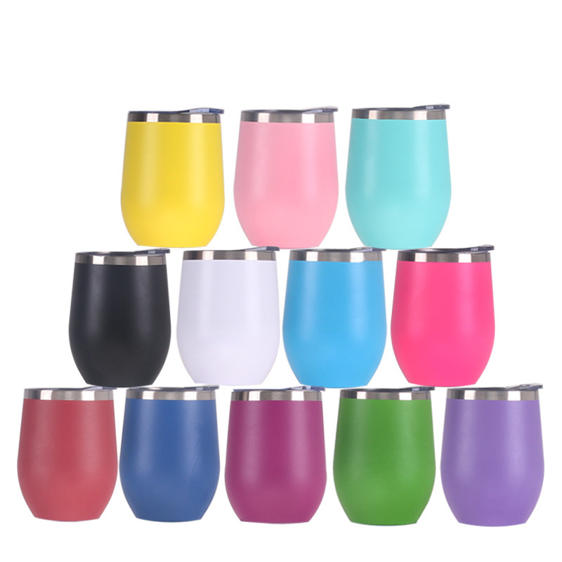Wholesale 12oz Stainless Steel Vacuum rainbow Tumbler Insulated Wine Tumbler With Lid Customizable Tumbler
