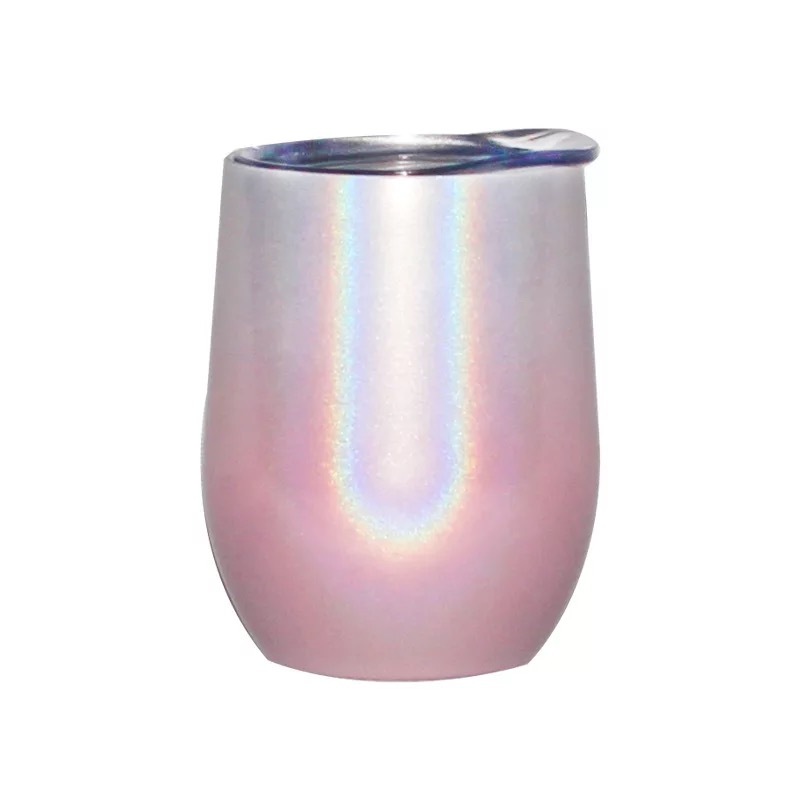 Wholesale 12oz Stainless Steel Vacuum rainbow Tumbler Insulated Wine Tumbler With Lid Customizable Tumbler
