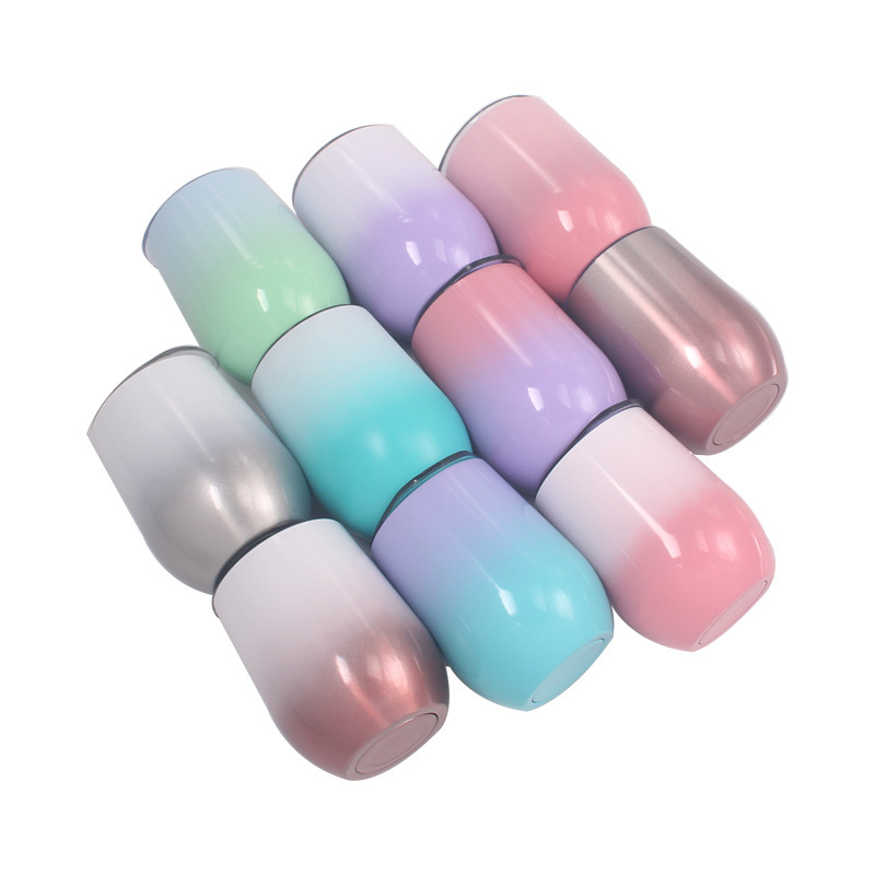 Wholesale 12oz Stainless Steel Vacuum rainbow Tumbler Insulated Wine Tumbler With Lid Customizable Tumbler